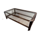 Vintage coffee table in elm burl and glass