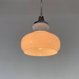 1970s Chrome & Milk Glass Pendant Light, Czechoslovakia