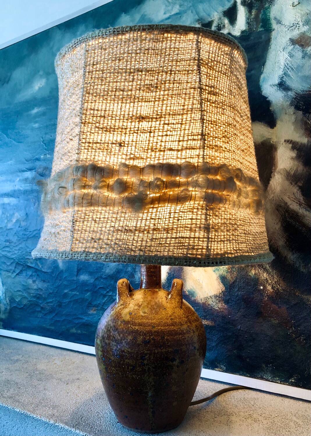 Handmade pyrite stoneware lamp, 1970