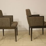 Pair of armchairs cube year 1960 fabric chiné brown color