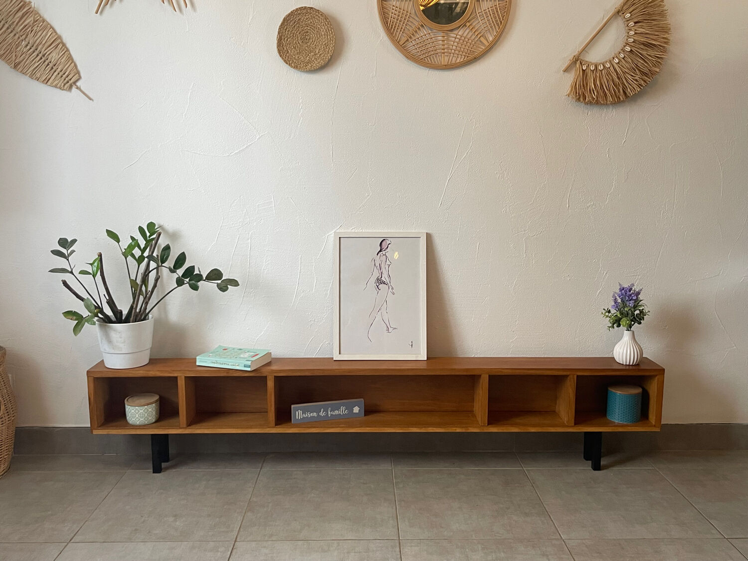 Very beautiful shallow vintage sideboard.