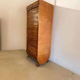 VINTAGE ART DECO FILE FILE / ROLLER SHUTTER CABINET