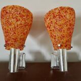 Pair of orange perspex wall lights from the 1950s.