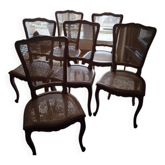 Lot de 6 chaises cannées + housses