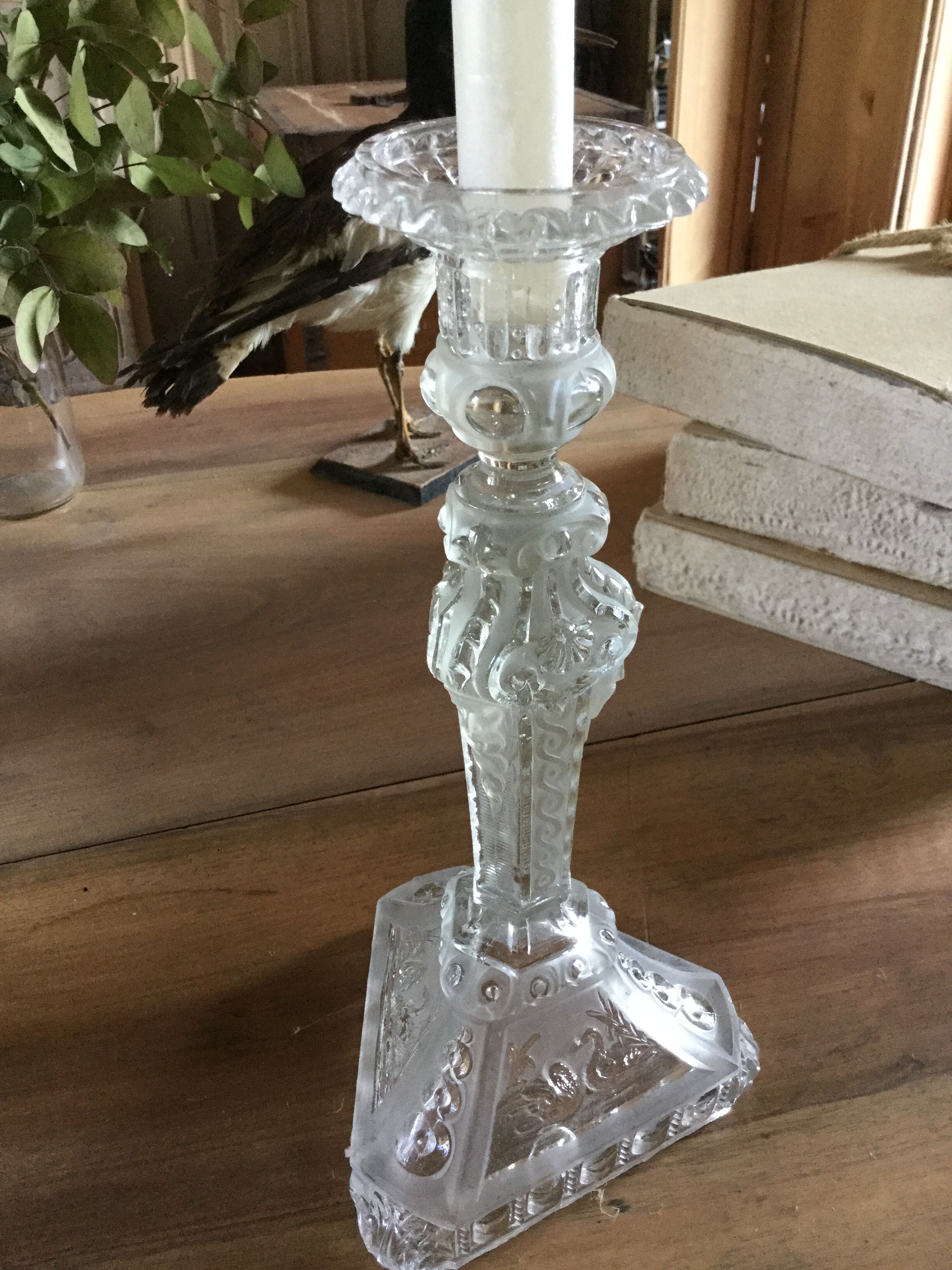 Old glass candlestick