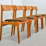 Erik Buch Danish Design Teak Dining Chairs for Oddense Maskinsnedkeri 1960s