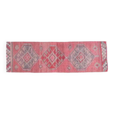 1970s Turkish Oushak Handmade Wool Cotton Pink Area Rug 86x276