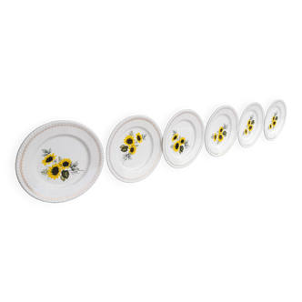 Set of 6 sunflower plates from Lunéville