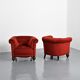 Paire de fauteuils en velours rouge, travail Art Déco, France, années 1920
