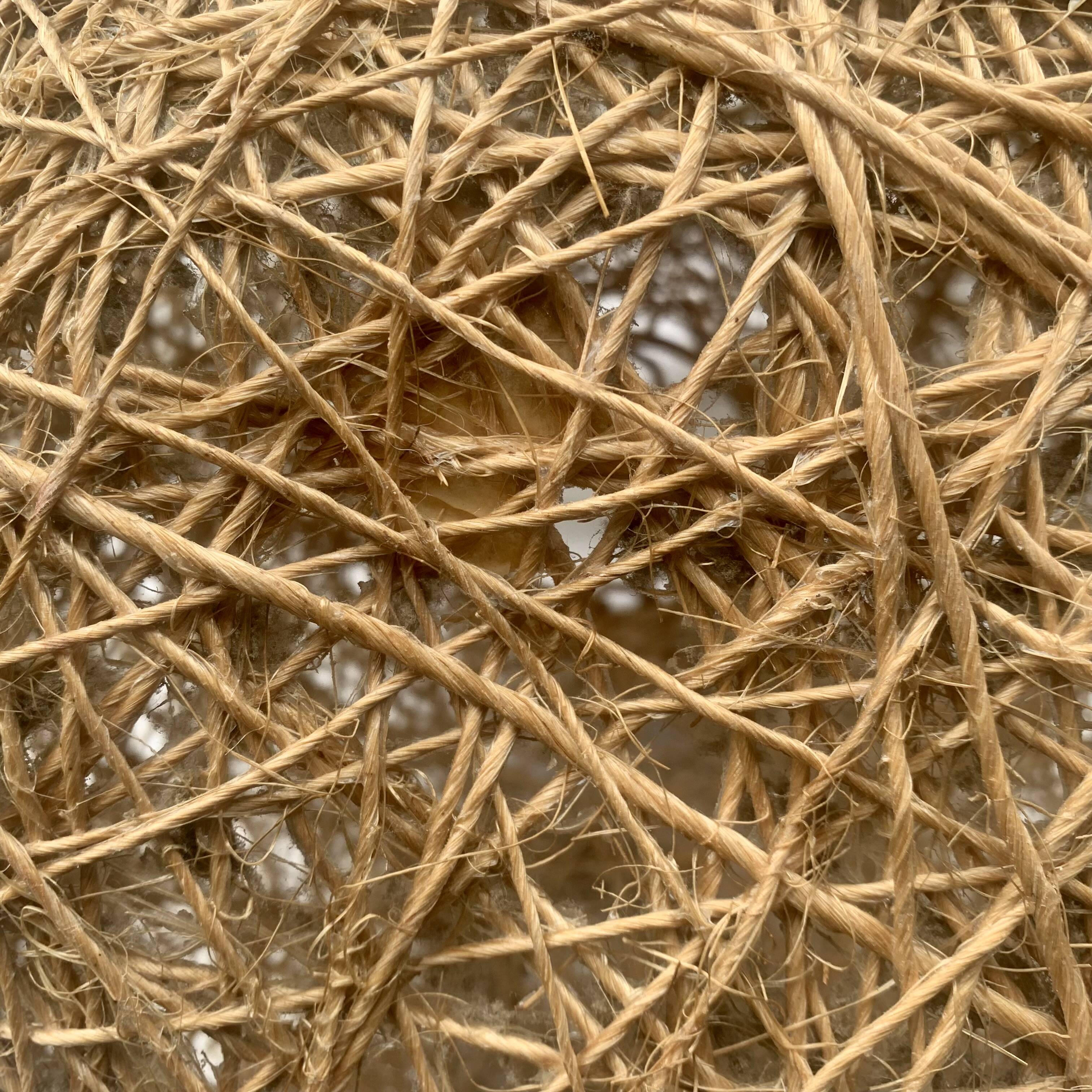 Vintage rope and rattan ball pendant light - 36 cm