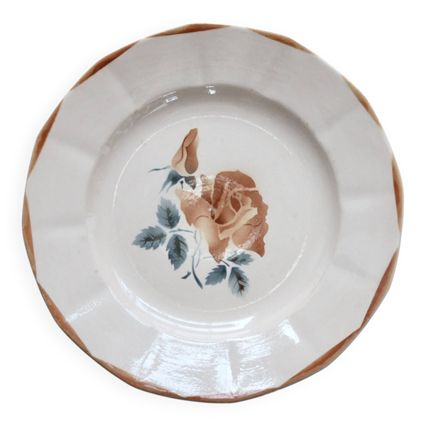 Plat de service rond vintage faïence Digoin Sarreguemines 9181