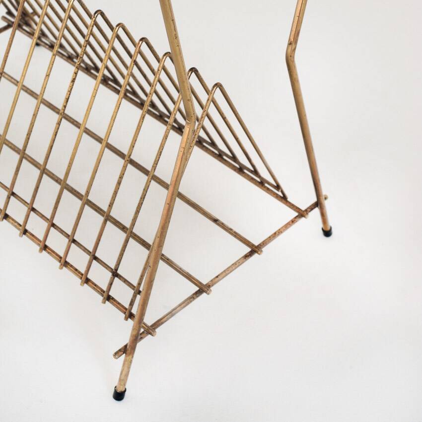 Vintage vinyl record table or magazine rack. France, 1950s