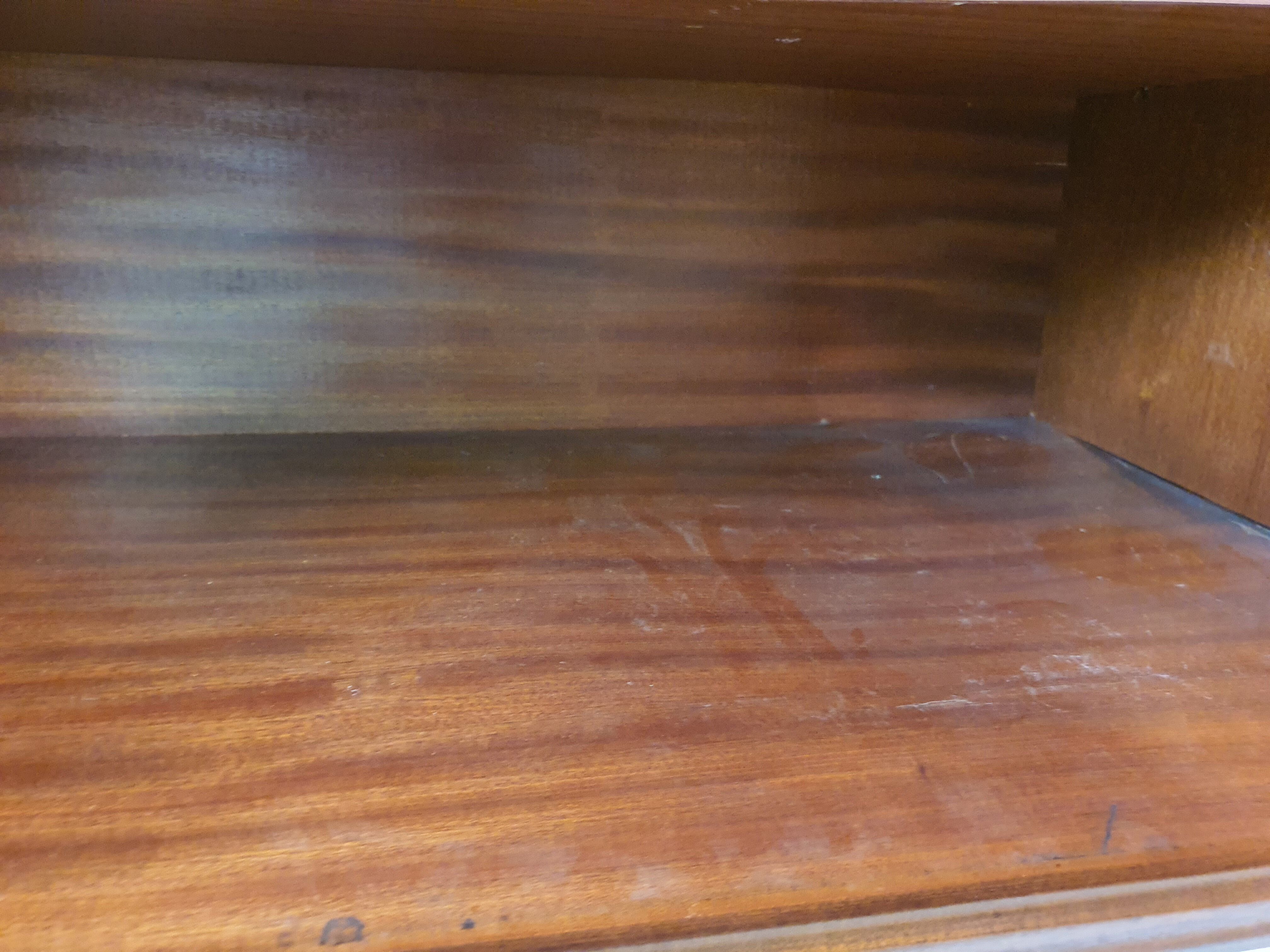 1960s sideboard with decorated doors in wood and brass