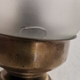 Portuguese rustic brass and frosted glass bedside lamps 1960s set of 2