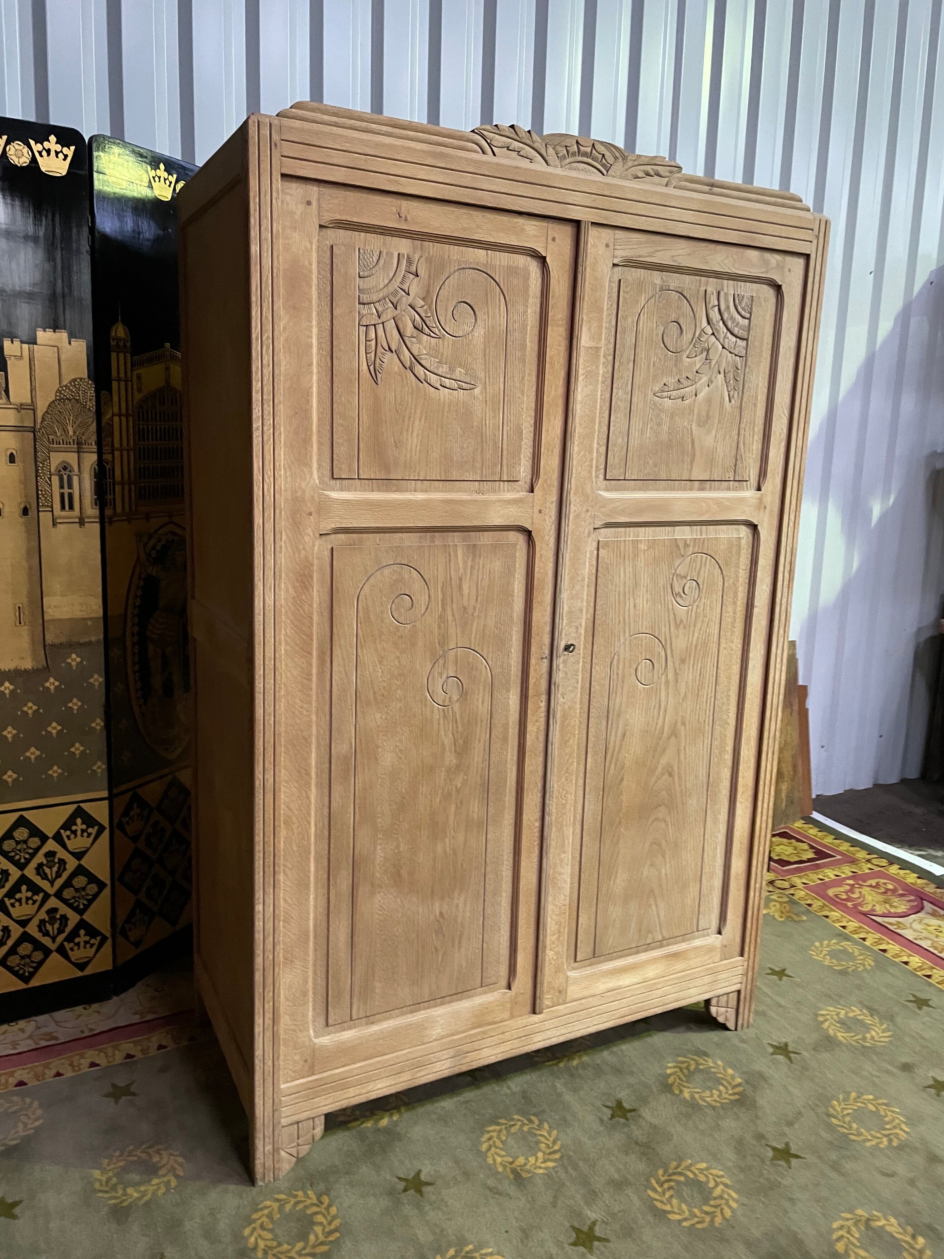 Wardrobe -Art Deco solid oak