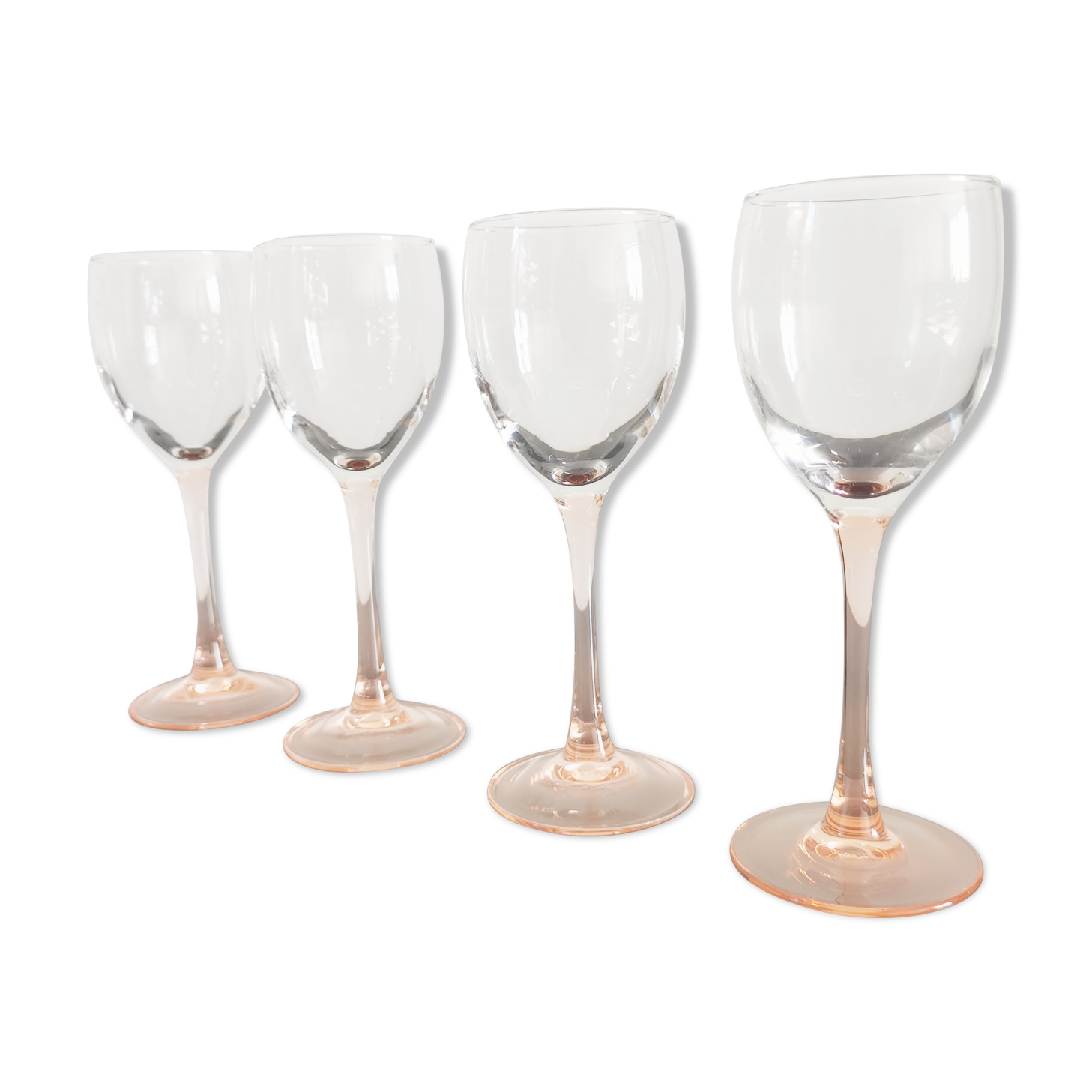 White wine glasses Luminarc pink feet