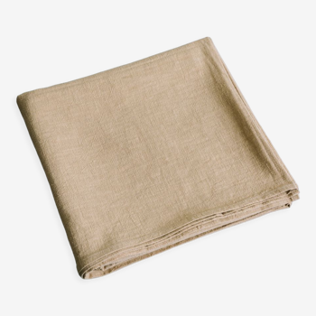 Washed linen tablecloth sable