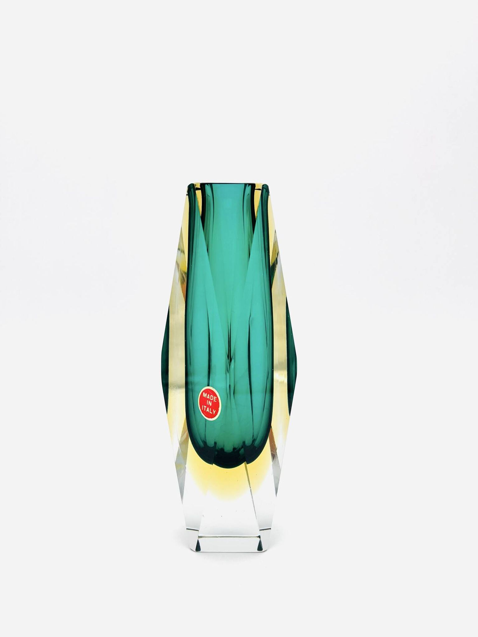 Flavio Poli vase for Seguso - Sommerso - Murano Green & Amber - 1960