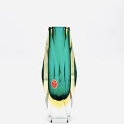 Flavio Poli vase for Seguso - Sommerso - Murano Green & Amber - 1960