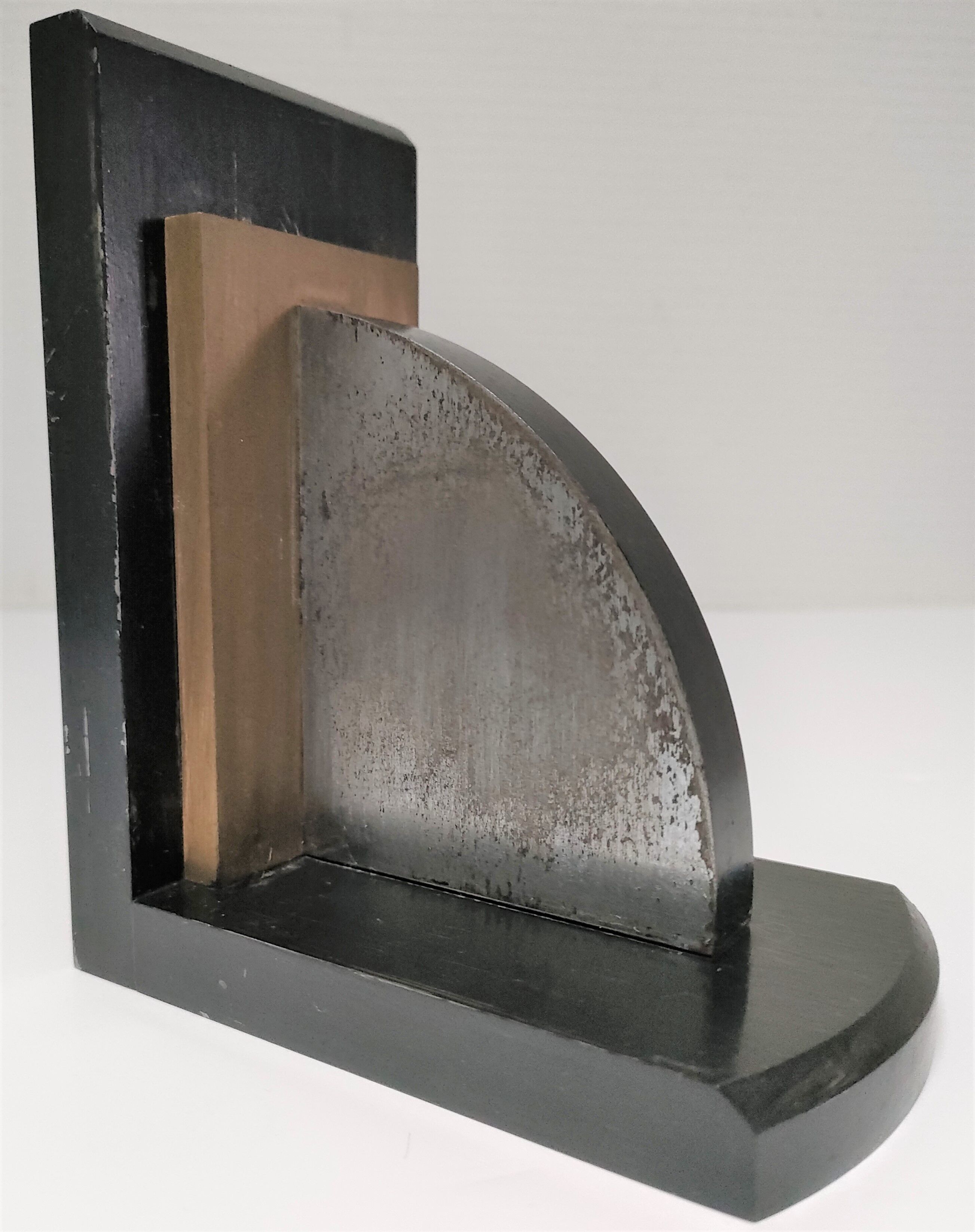 Pair of patinated steel bookends Art Deco style