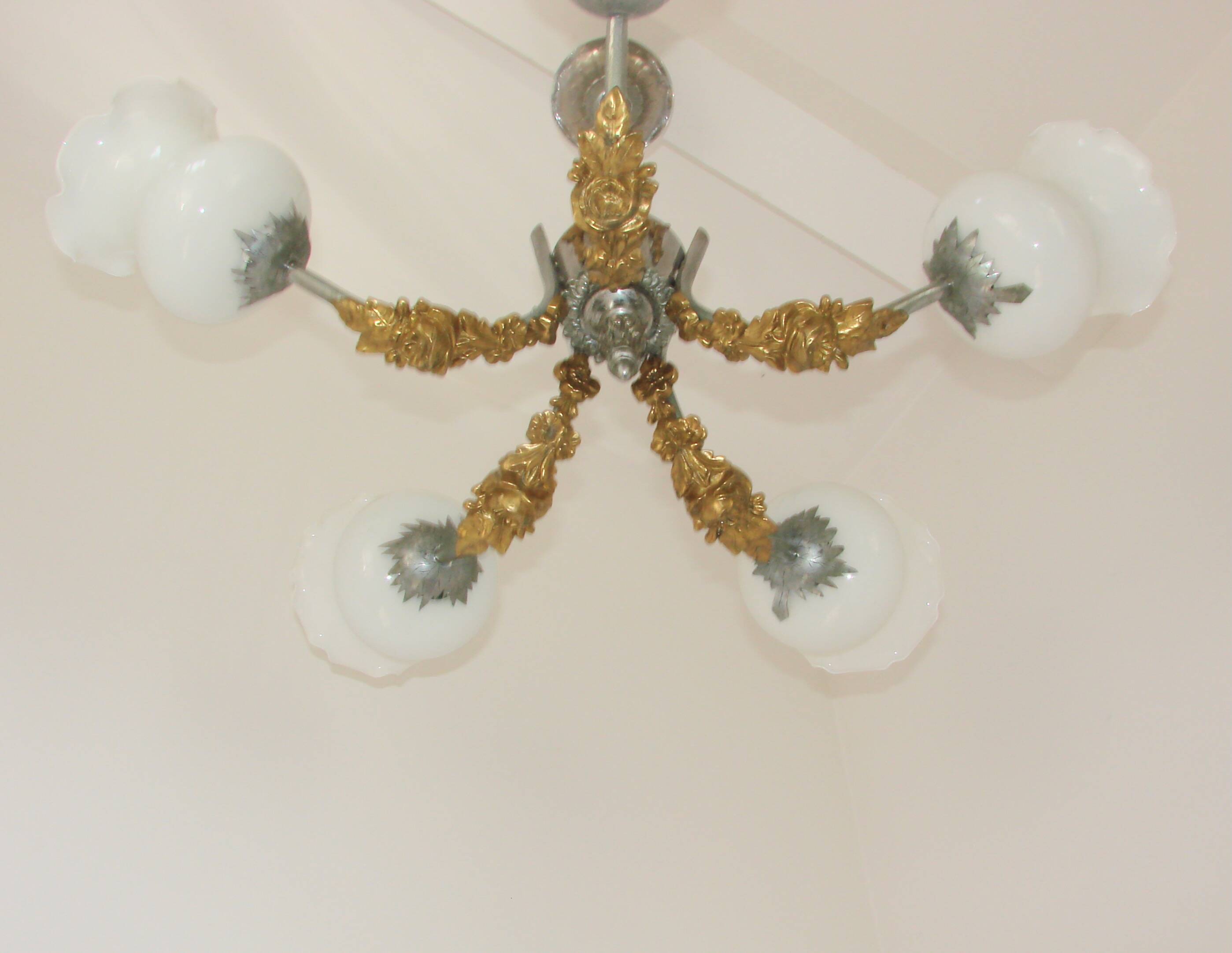 Lustre Art Nouveau vintage, années 1950 – 5 points lumineux