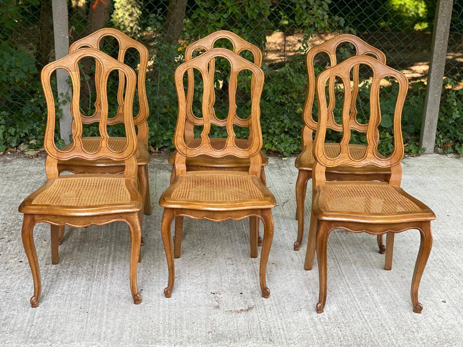 6 Louis XV caned chairs, Regency style