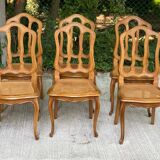 6 Louis XV caned chairs, Regency style