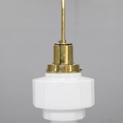 Art Deco brass and opaline glass pendant, Czechoslovakia, 1930s