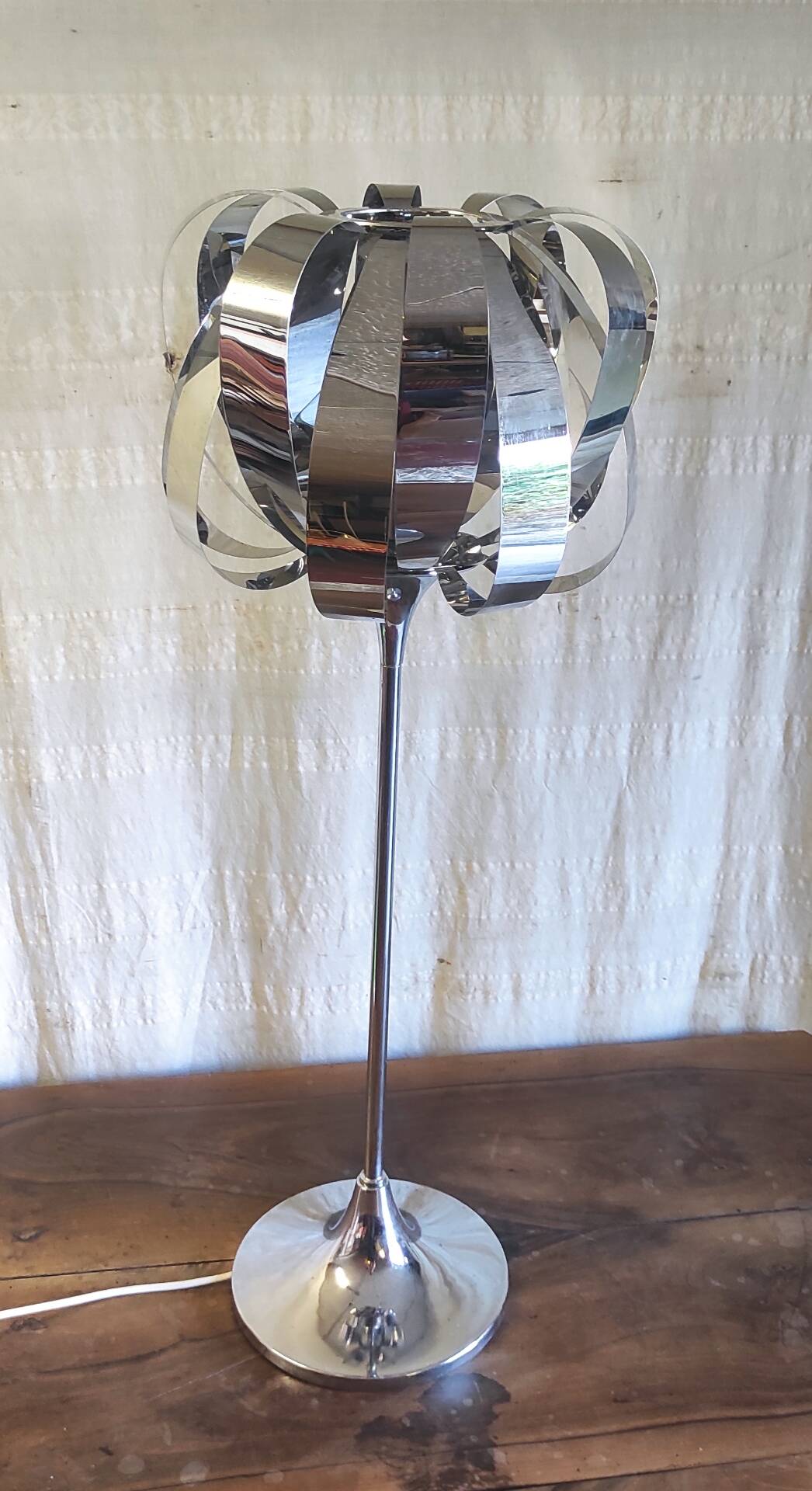 XL table lamp in chrome metal by Seylumiere - 70s/80s