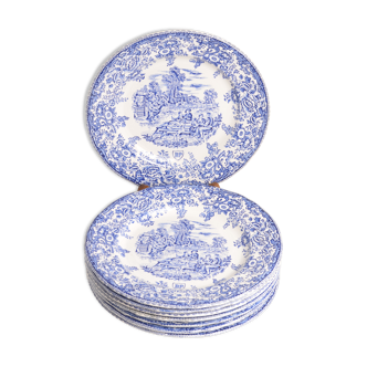 8 assiettes plates style anglais