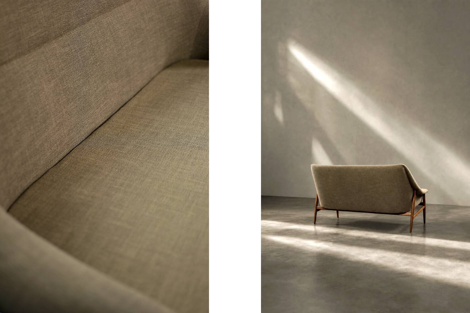 Mid-Century Scandinavian Modern 2Seater Brown Fabric Grace Sofa  from Ikea