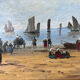 Painting signed Gérard Roux known as "Rouxe" – Scene of a Normandy beach