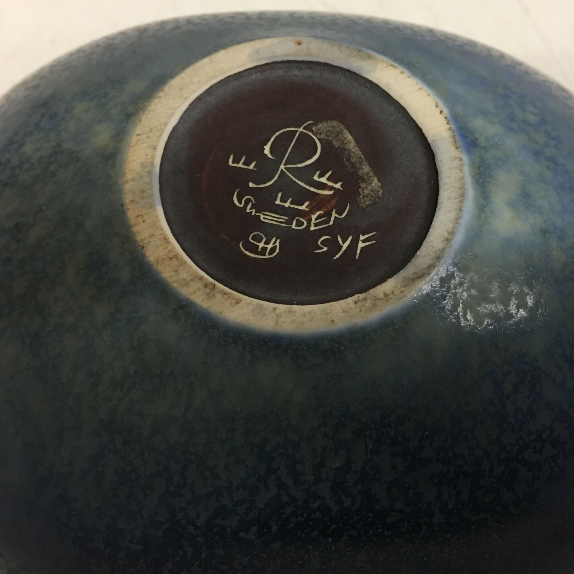 Blue bowl by Carl Harry Stålhane and Gunnar Nylund 50s