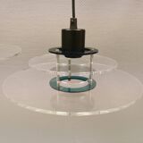 Slim-line" UFO / SpaceAge lamps in plexiglass and metal, in transparent, green and black colours
