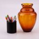 Vintage Art Deco vase in amber glass with a wavy neck - height 25 cm