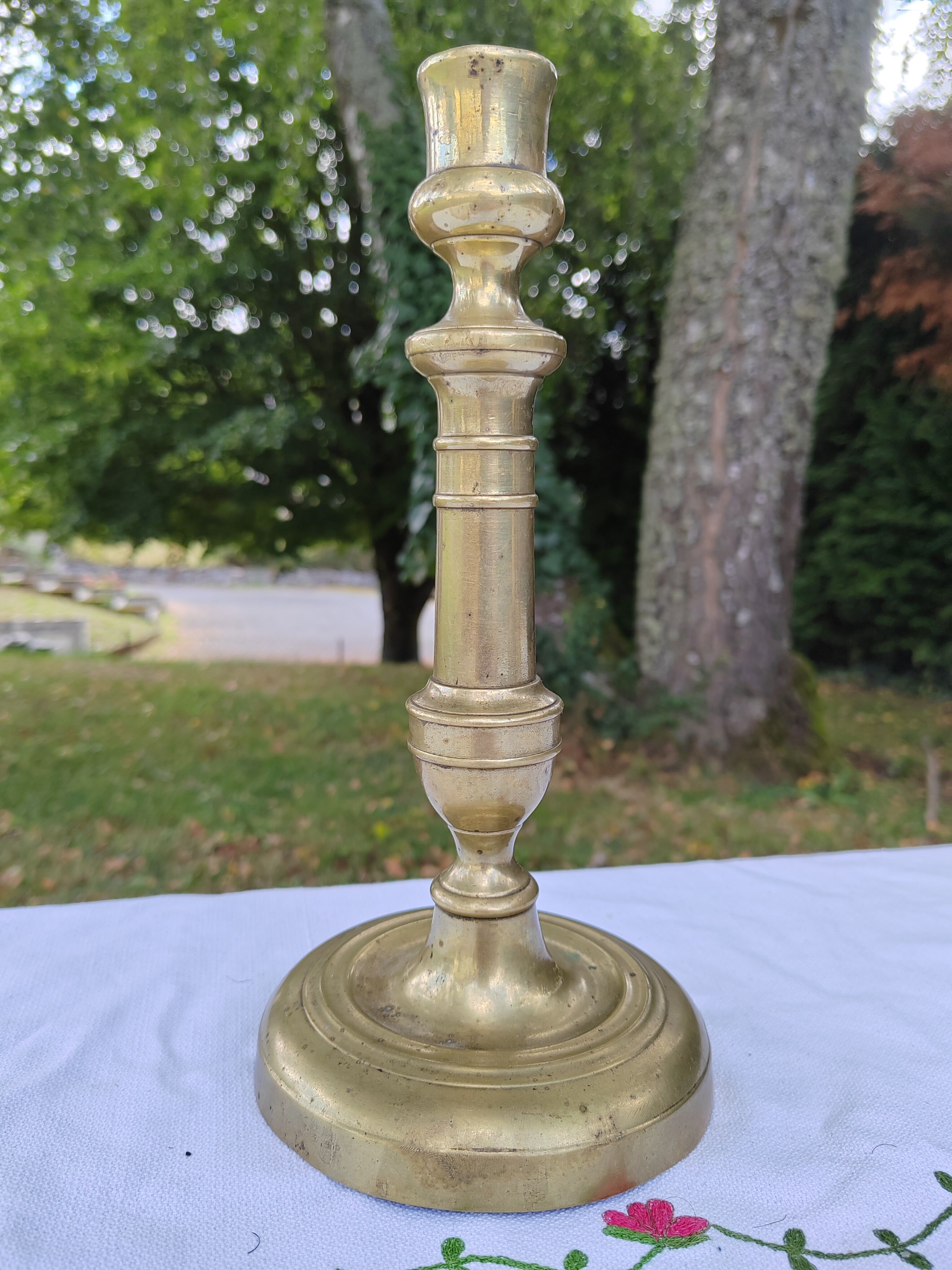 Golden brass candle holder