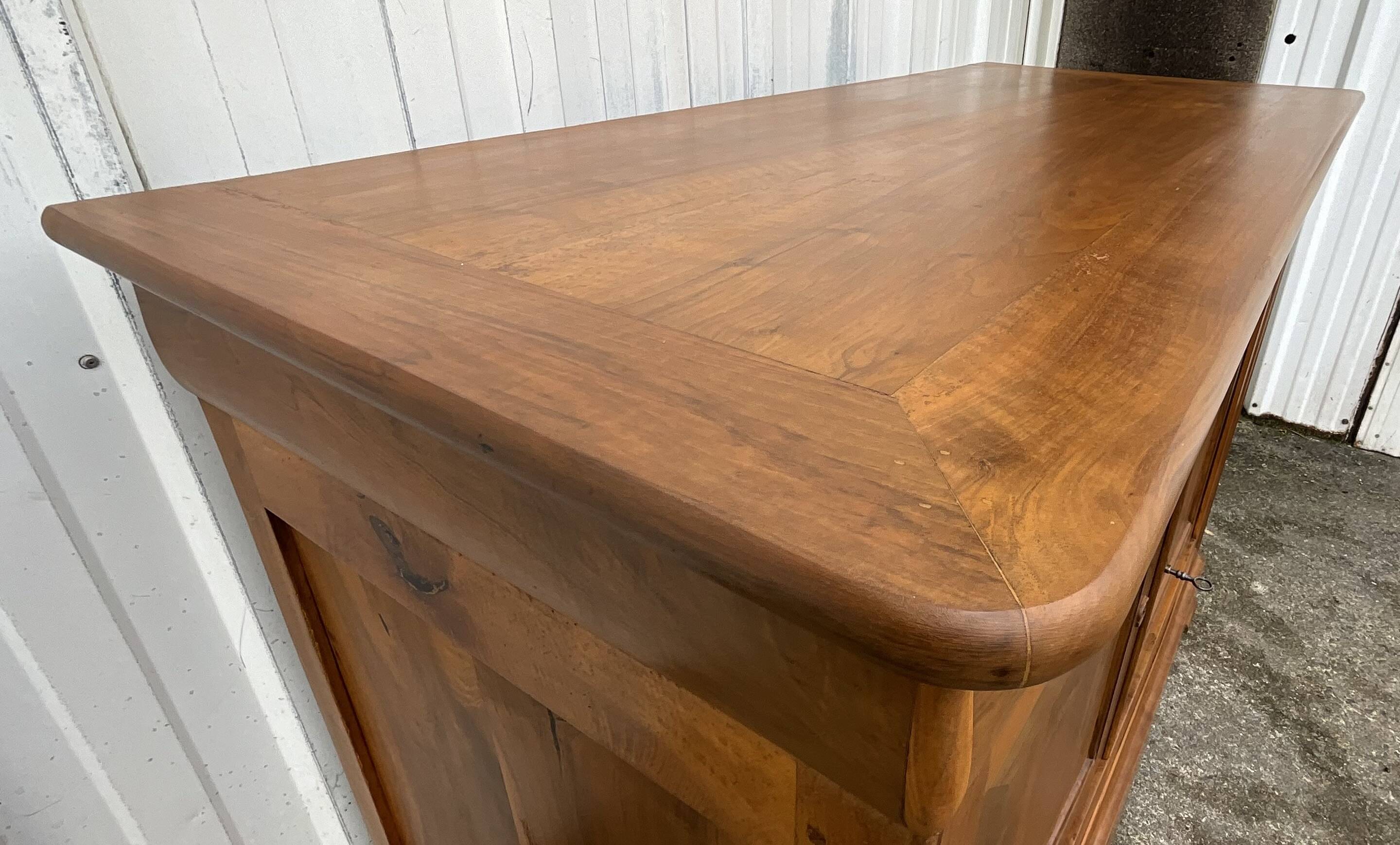 Sideboard and chest in burr walnut, late 19th century, Louis Philippe