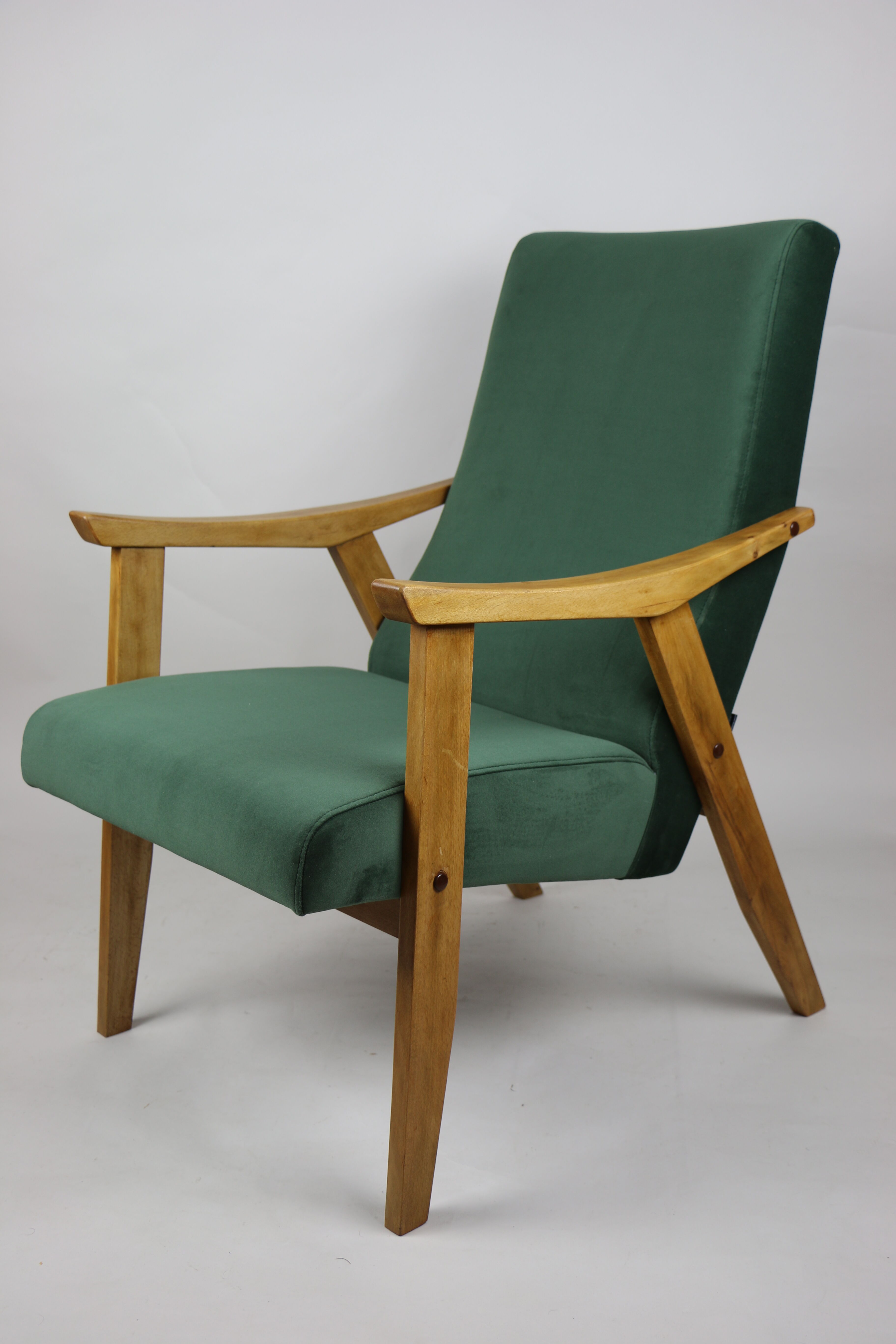 Vintage Velvet Green Armchair  1970s