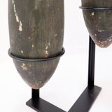 Paire de grandes quilles d'exercice en bois sur socle début du 20ème siècle