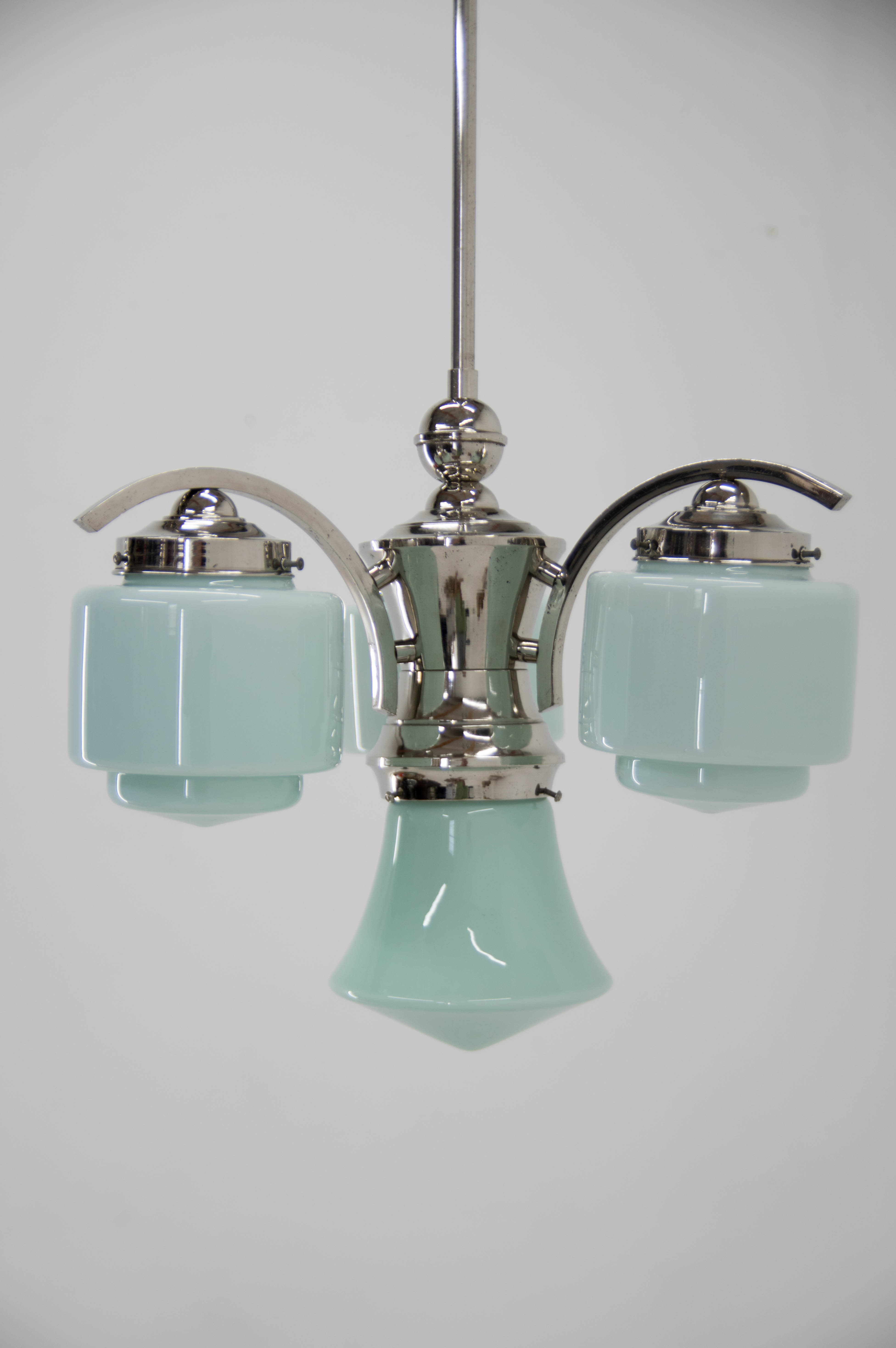Lustre art déco bleu, années 1930