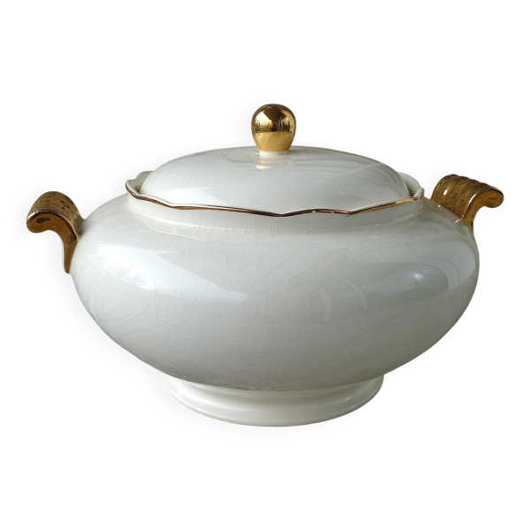 Soupière - légumier Villeroy & Boch Mettlach ivoire et or