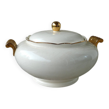 Soupière - légumier Villeroy & Boch Mettlach ivoire et or