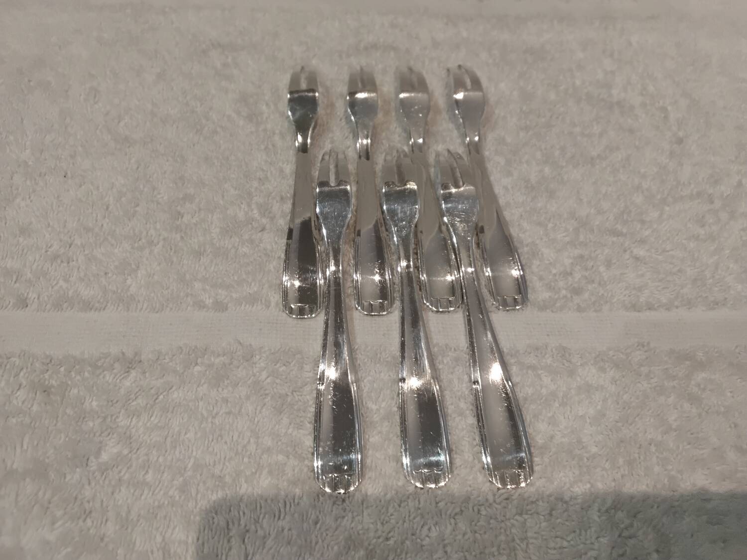 7 silver-plated metal snail forks by silversmith Alfenide, Paris pattern
