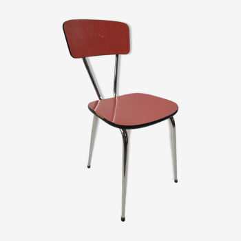 Chaise formica rouge et métal chromé