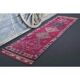 1970s Vintage Turkish Hand-Knotted Wool Cotton Purple Runner Rug 87x310