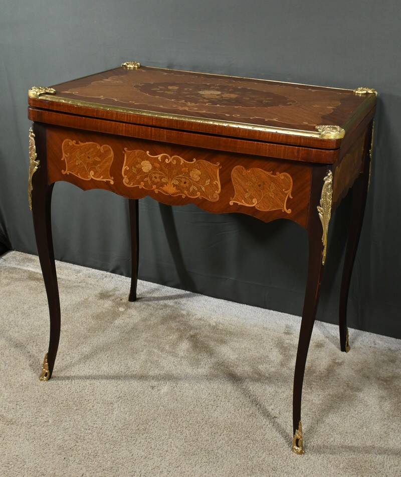 Mahogany Games Table, Louis XV/Louis XVI Transition Style – Late 19th Century