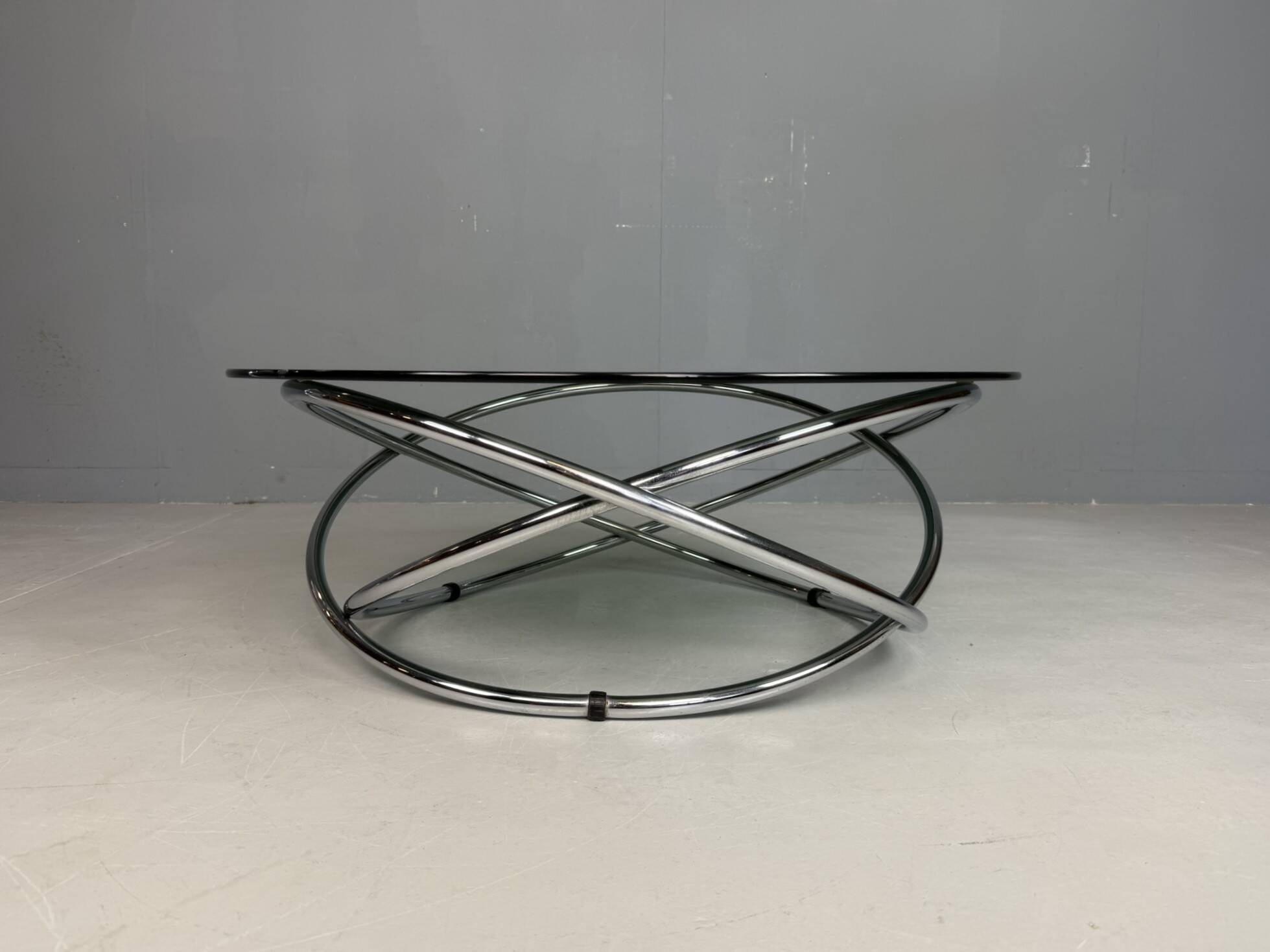 Mac chrome and smoked glass Coffee Table from Miniforms, Italy, 1970s