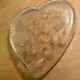 Vintage etched glass heart shaped dish with floral pattern