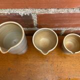Antique niderviller lauze set pitchers + sugar pot vintage beige stoneware #