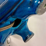 Turquoise ceramic lamp signed Pol Chambost - 1960.